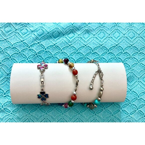 3 Colorful Beaded & Clover Bracelets - Picture 2 of 6